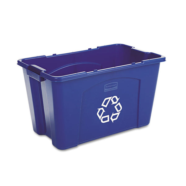 Rubbermaid® Commercial Stacking Recycle Bin, 18 gal, Polyethylene, Blue (RCP571873BE)
