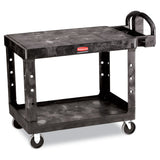 Rubbermaid® Commercial Flat Shelf Utility Cart, Plastic, 2 Shelves, 500 lb Capacity, 25.25" x 44" x 38.13", Black (RCP452500BK) Each