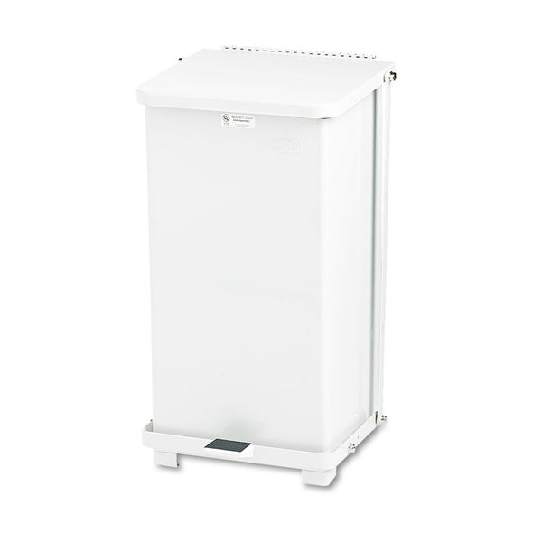 Rubbermaid® Commercial Defenders Heavy-Duty Steel Step Can, 6.5 gal, Steel, White (RCPST12EPLWH) Each