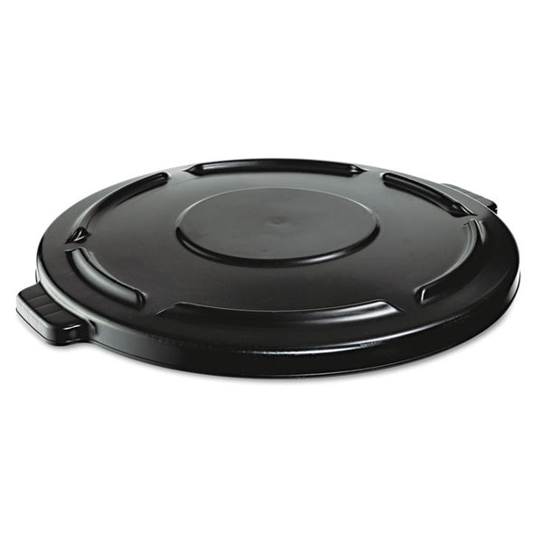 Rubbermaid® Commercial BRUTE Self-Draining Flat Top Lids, 24.5" dia x 1.5h, Black (RCP264560BLA) Each