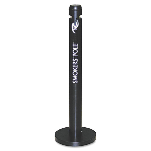 Rubbermaid® Commercial Smoker's Pole, Round, Steel, 0.9 gal, 4 dia x 41h, Black (RCPR1BK)