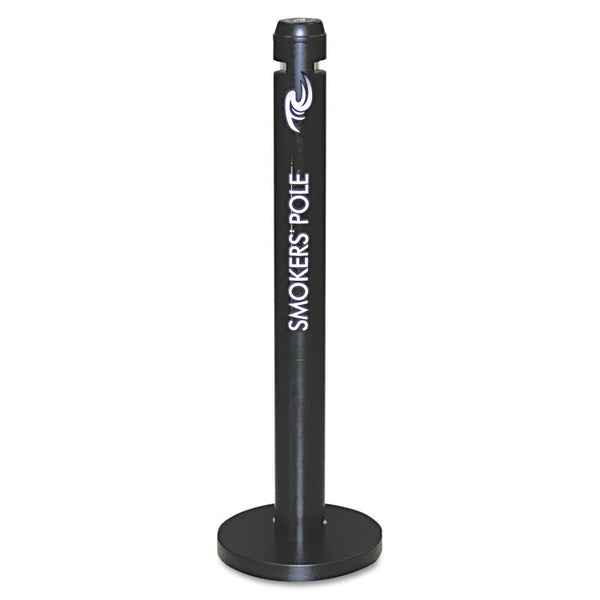 Rubbermaid® Commercial Smoker's Pole, Round, Steel, 0.9 gal, 4 dia x 41h, Black (RCPR1BK) Each