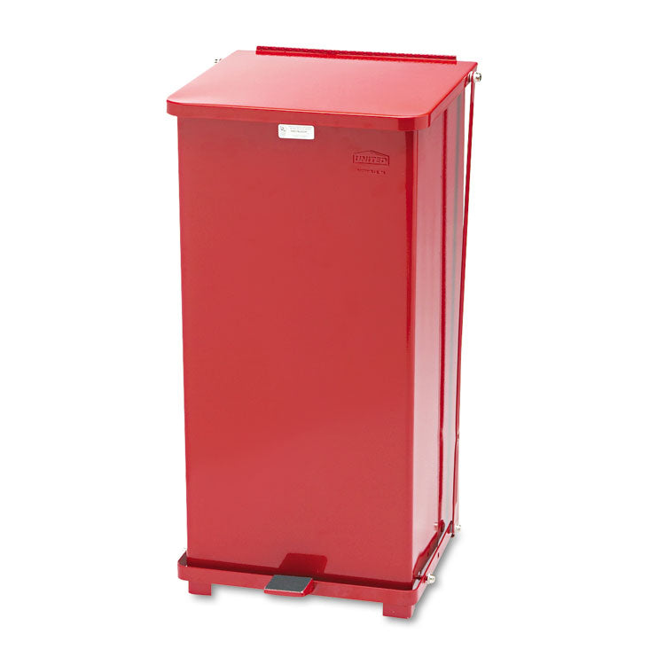 Rubbermaid® Commercial Defenders Heavy-Duty Steel Step Can, 13 gal, Steel, Red (RCPST24EPLRD) Each