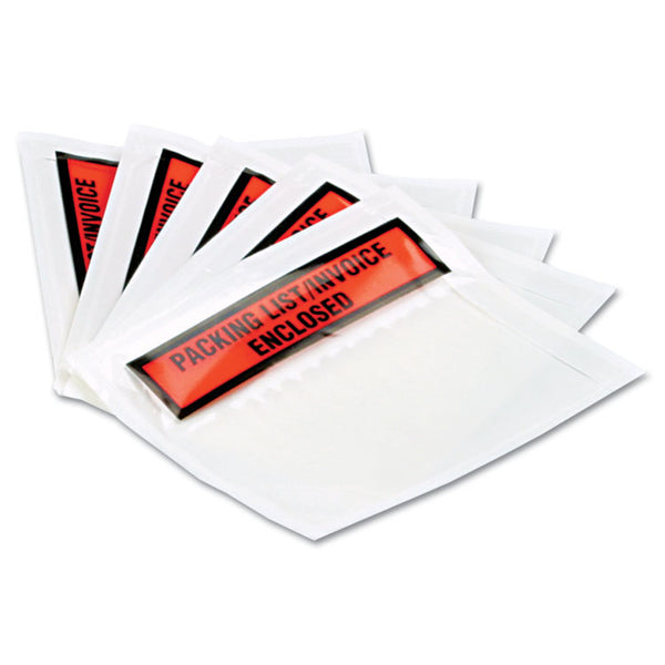 Quality Park™ Self-Adhesive Packing List Envelope, Top-Print Front: Packing List/Invoice Enclosed, 4.5 x 5.5, Clear/Orange, 1,000/Carton (QUA46896) Case of 1000