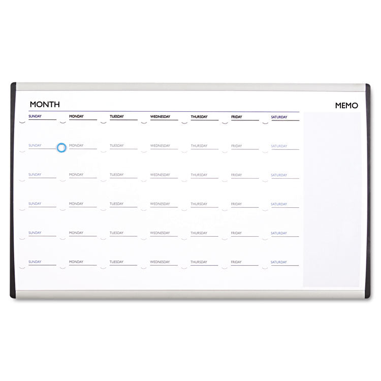 Quartet® ARC Frame Cubicle Magnetic Dry Erase Calendar, One Month Format, 30 x 18, White Surface, Silver Aluminum Frame (QRTARCCP3018)