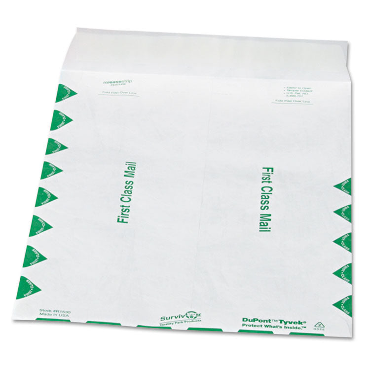 Survivor® Lightweight 14 lb Tyvek Catalog Mailers, First Class, #12 1/2, Square Flap, Redi-Strip Closure, 9.5 x 12.5, White, 100/Box (QUAR1530) Box of 100