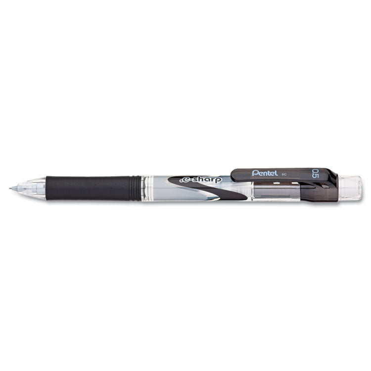 Pentel® .e-Sharp Mechanical Pencil, 0.5 mm, HB (#2), Black Lead, Black Barrel, Dozen (PENAZ125A)