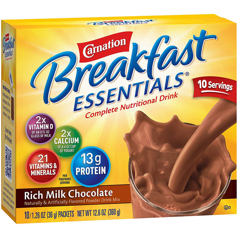 Carnation Breakfast Essentials® Oral Supplement Rich Milk Chocolate Flavor Powder 1.26 oz. Individual Packet (810729_CS) 60/CS