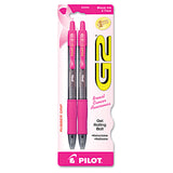 Pilot® G2 Premium Breast Cancer Awareness Gel Pen, Retractable, Fine 0.7 mm, Black Ink, Smoke/Pink Barrel, 2/Pack (PIL31331) Pack of 2