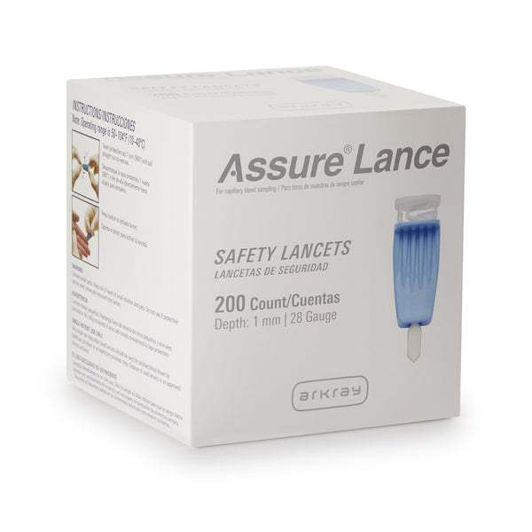 Assure® Safety Lancet 28 Gauge Protective Safety Cap Push Button Activation Finger (689753_CS) 4800/CS