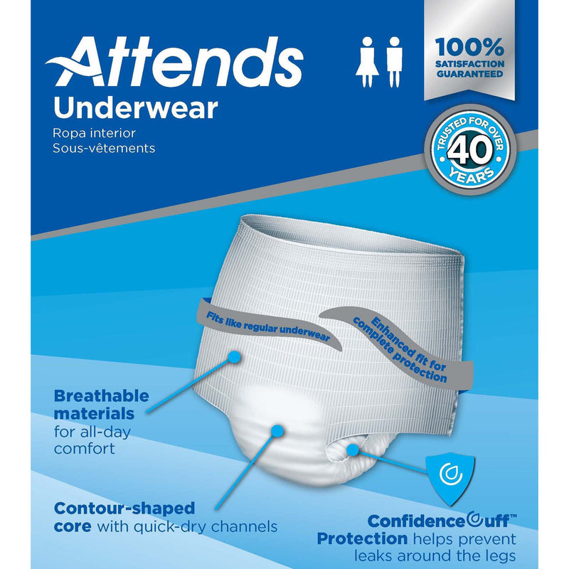 Attends® Unisex Adult Absorbent Underwear Pull On with Tear Away Seams Medium Disposable Heavy Absorbency (848957_BG) 1/BG