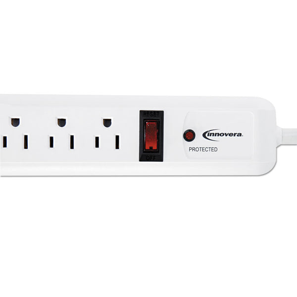 Innovera® Surge Protector, 6 AC Outlets, 4 ft Cord, 540 J, White (IVR71652)