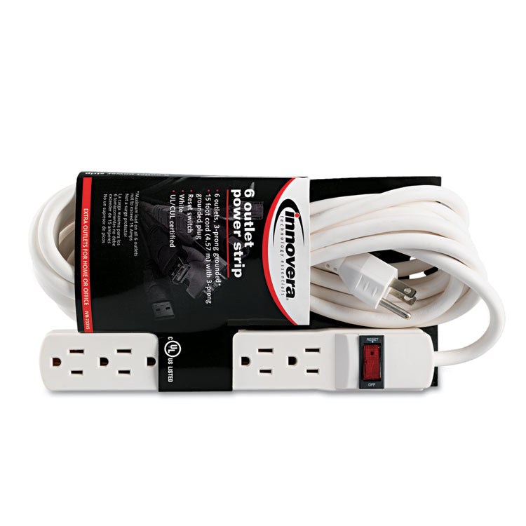 Innovera® Power Strip, 6 Outlets, 15 ft Cord, Ivory (IVR73315) Each