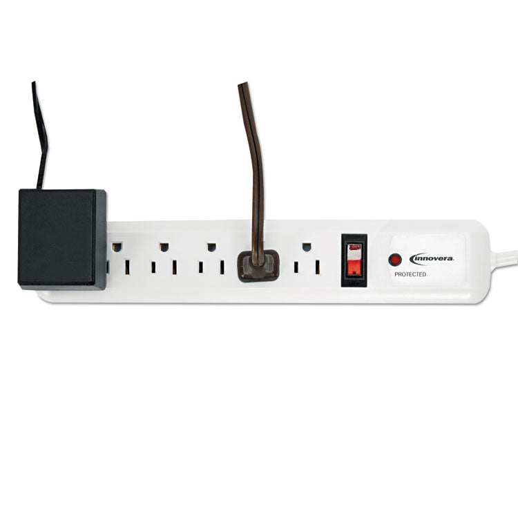 Innovera® Surge Protector, 6 AC Outlets, 4 ft Cord, 540 J, White (IVR71652) Each