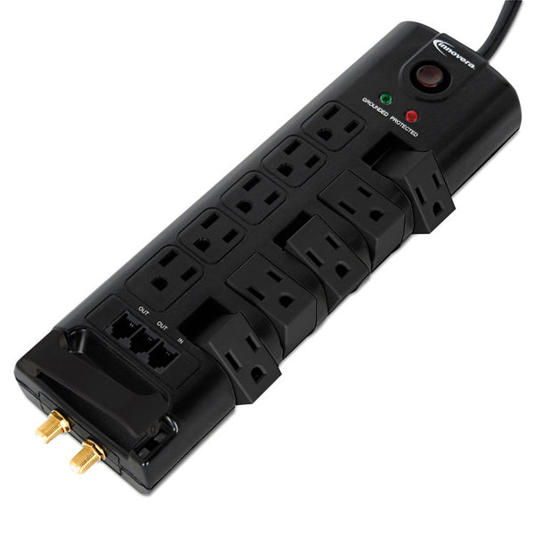 Innovera® Surge Protector, 10 AC Outlets, 6 ft Cord, 2,880 J, Black (IVR71657)