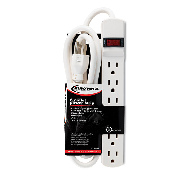 Innovera® Power Strip, 6 Outlets, 6 ft Cord, Ivory (IVR73306)