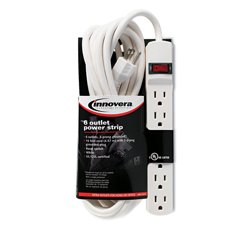 Innovera® Power Strip, 6 Outlets, 15 ft Cord, Ivory (IVR73315)