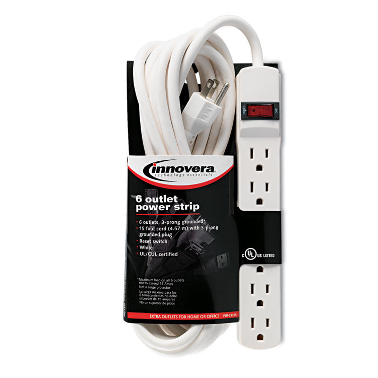 Innovera® Power Strip, 6 Outlets, 15 ft Cord, Ivory (IVR73315) Each