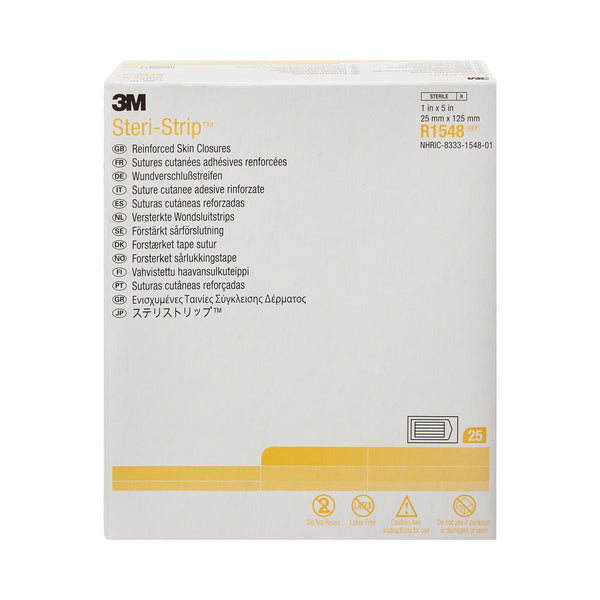 Steri-Strip™ Skin Closure Strip 1 X 5 Inch Nonwoven Material Reinforced Strip White (5967_BX) 25/BX