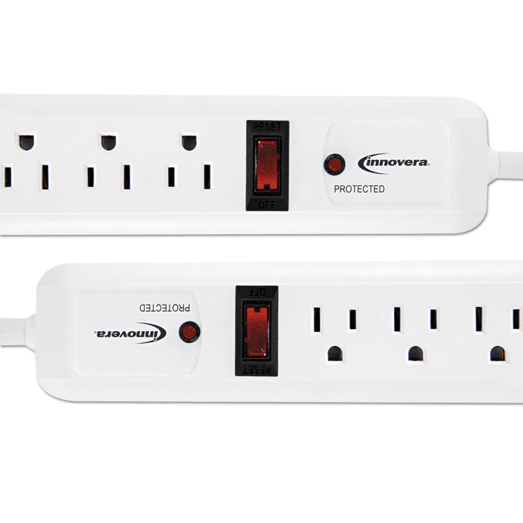 Innovera® Surge Protector, 6 AC Outlets, 4 ft Cord, 540 J, White, 2/Pack (IVR71653)