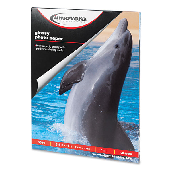 Innovera® Glossy Photo Paper, 7 mil, 8.5 x 11, Glossy White, 50/Pack (IVR99450)