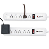 Innovera® Surge Protector, 6 AC Outlets, 4 ft Cord, 540 J, White, 2/Pack (IVR71653) Pack of 2