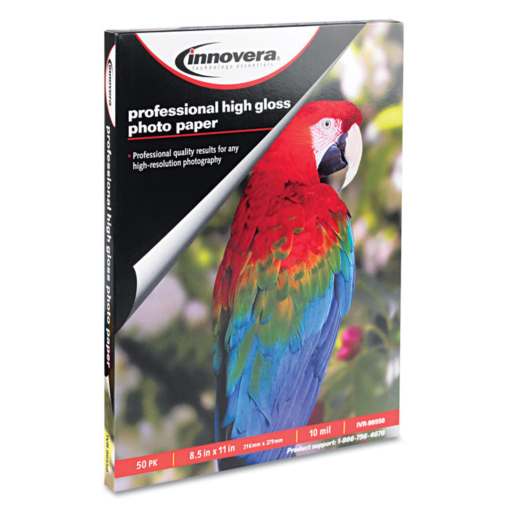 Innovera® High-Gloss Photo Paper, 10 mil, 8.5 x 11, High-Gloss White, 50/Pack (IVR99550) Each