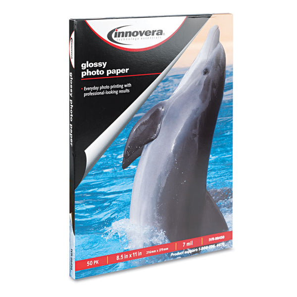 Innovera® Glossy Photo Paper, 7 mil, 8.5 x 11, Glossy White, 50/Pack (IVR99450)