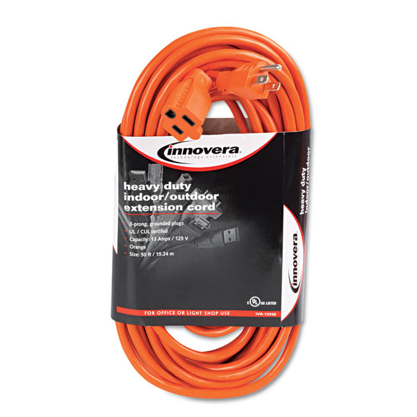 Innovera® Indoor/Outdoor Extension Cord, 50 ft, 13 A, Orange (IVR72250)