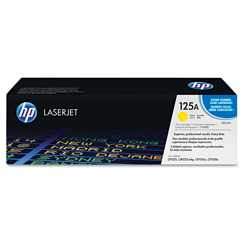 HP HP 125A, (CB542A) Yellow Original LaserJet Toner Cartridge (HEWCB542A) Each