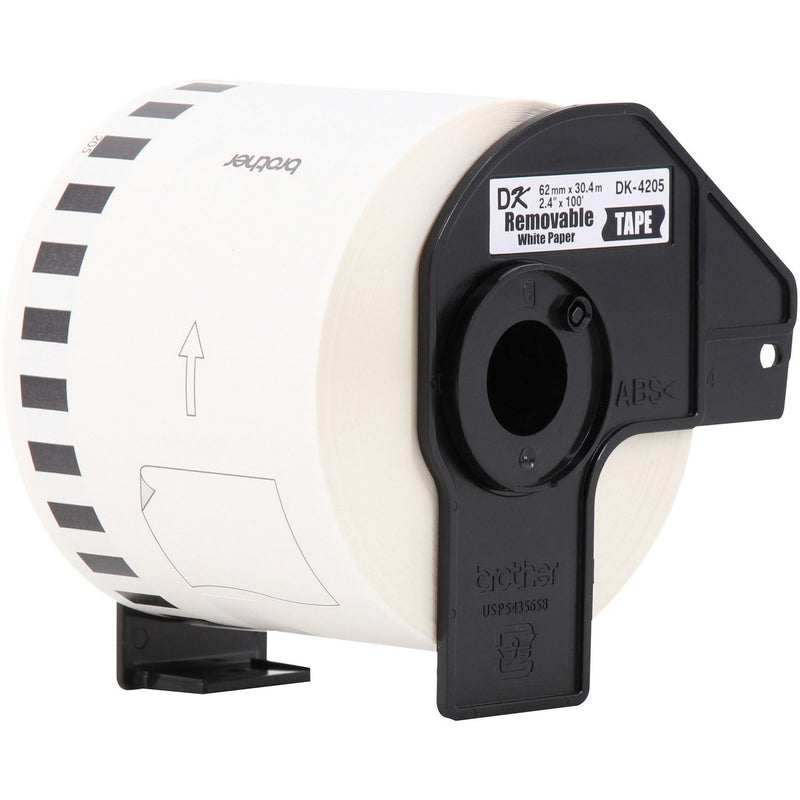 Brother Removable Paper Labels Tape, 2.4" x 100 ft Roll, White (BRTDK4205) 1 Roll