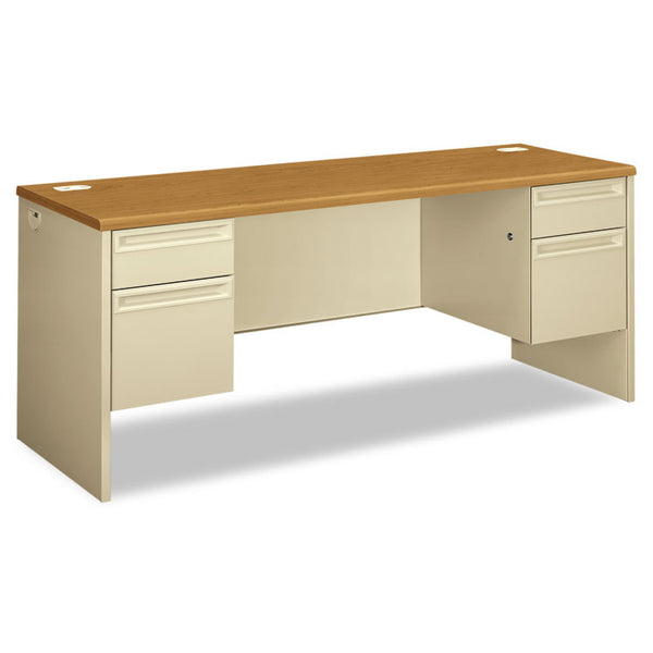 HON® 38000 Series Kneespace Credenza, 72w x 24d x 29.5h, Harvest/Putty (HON38854CL)