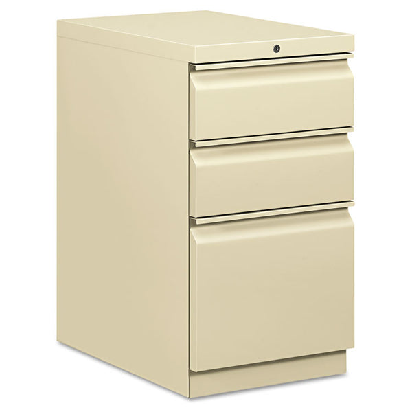 HON® Brigade Mobile Pedestal with Pencil Tray Insert Left/Right, 3-Drawers: Box/Box/File, Letter, Putty, 15" x 22.88" x 28" (HON33723RL)