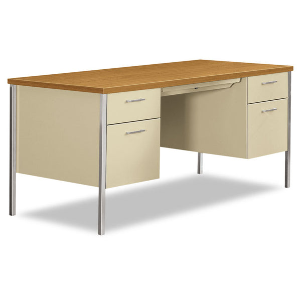 HON® 34000 Series Double Pedestal Desk, 60" x 30" x 29.5", Harvest/Putty (HON34962CL)