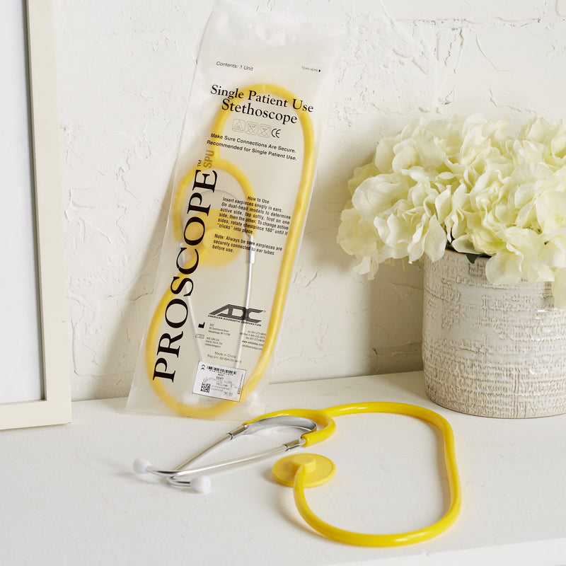 Proscope™ 664 Disposable Stethoscope Yellow 1-Tube 22 Inch Tube Single Sided Chestpiece (493334_CS) 50/CS