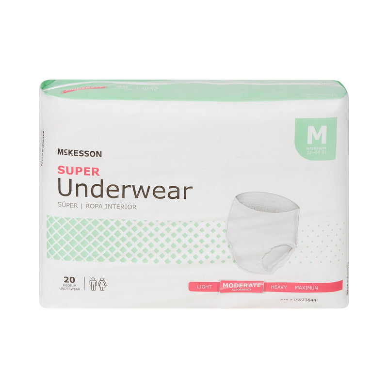 McKesson Unisex Adult Absorbent Underwear Pull On with Tear Away Seams Medium Disposable Moderate Absorbency (1123832_CS) 80/CS