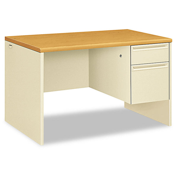 HON® 38000 Series Right Pedestal Desk, 48" x 30" x 29.5", Harvest/Putty (HON38251CL)