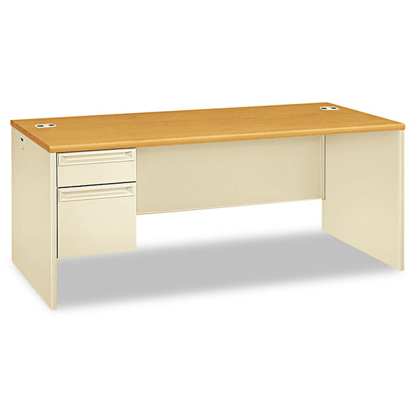 HON® 38000 Series Left Pedestal Desk, 72" x 36" x 29.5", Harvest/Putty (HON38294LCL)