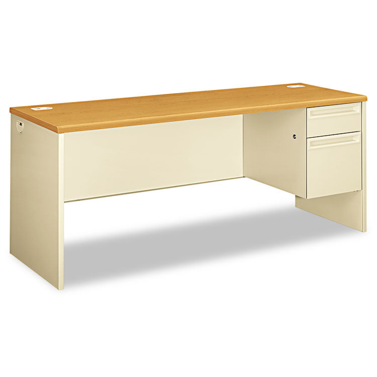 HON® 38000 Series Right Pedestal Credenza, 72w x 24d x 29.5h, Harvest/Putty (HON38856RCL) Each