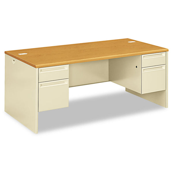 HON® 38000 Series Double Pedestal Desk, 72" x 36" x 29.5", Harvest/Putty (HON38180CL)