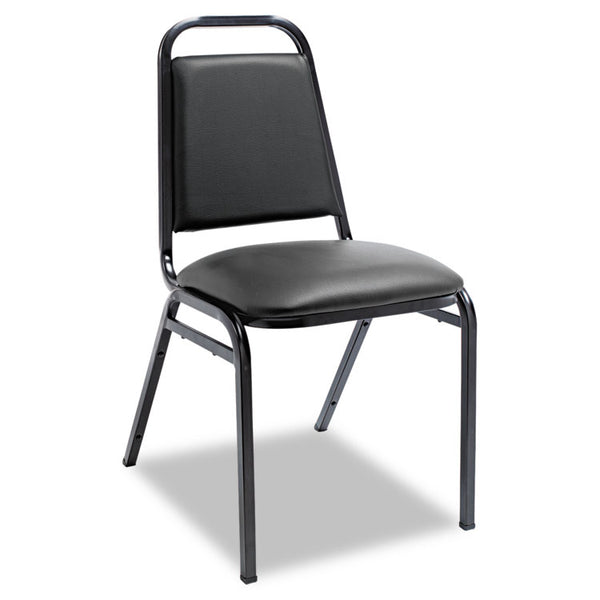 Alera® Padded Steel Stacking Chair, Supports Up to 250 lb, 18.5" Seat Height, Black Seat, Black Back, Black Base, 4/Carton (ALESC68VY10B)