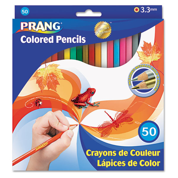 Prang® Colored Pencil Sets, 3.3 mm, 2B, Assorted Lead and Barrel Colors, 50/Pack (DIX22480) Set of 48