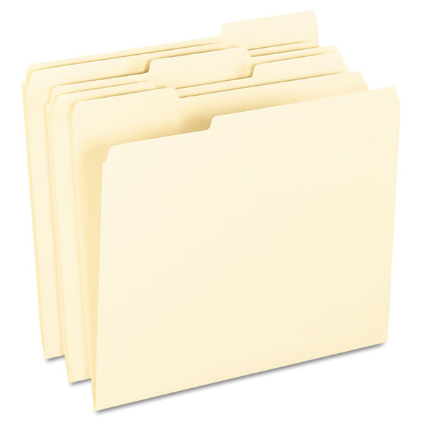 Pendaflex® SmartShield Top Tab File Folders, 1/3-Cut Tabs: Assorted, Letter Size, Manila, 100/Box (PFX62702) Box of 100