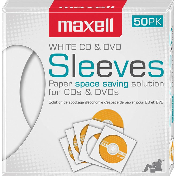 Maxell CD Sleeve 50Pk White (MAX190135) Pack of 50