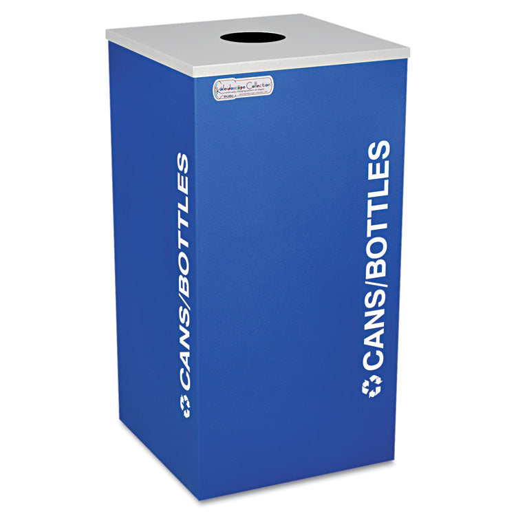 Ex-Cell Kaleidoscope Collection Bottle/Can Recycling Receptacle, 24 gal, Steel, Royal Blue (EXCRCKDSQCRYX) Each