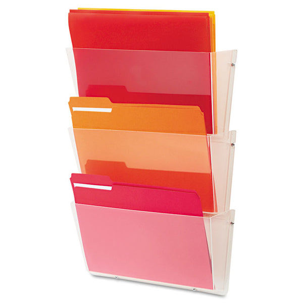 deflecto® Unbreakable DocuPocket Wall File, 3 Sections, Letter Size, 14.5" x 3" x 6.5", Clear, 3/Pack (DEF63601RT) Pack of 3