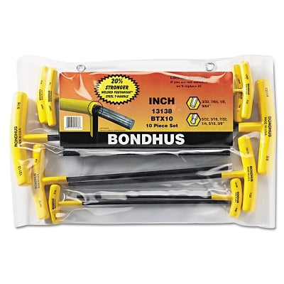 Bondhus Balldriver 10-Piece T-Handle Hex-Key Driver Set, With Pouch (116-13138) 1 Set