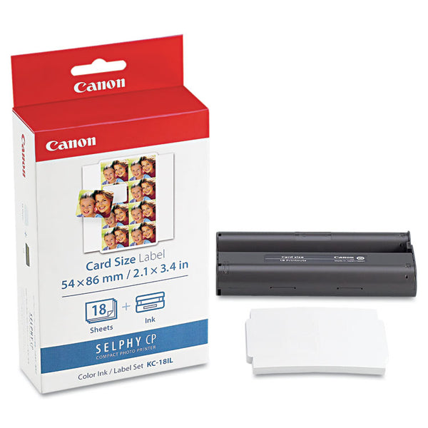 Canon® 7740A001 (KC-18IL) Ink/Label Combo, Black/Tri-Color (CNM7740A001)