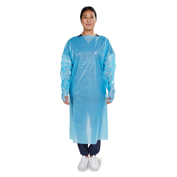 McKesson Protective Procedure Gown One Size Fits Most Blue NonSterile Not Rated Disposable (1247975_BX) 15/BX