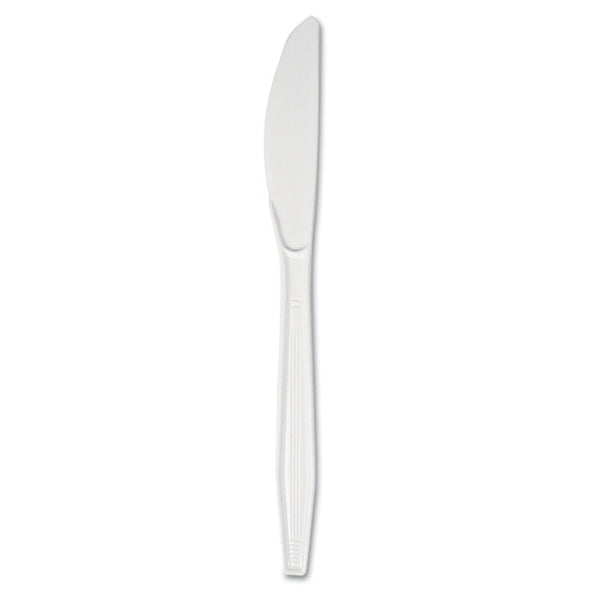 Boardwalk® Mediumweight Polystyrene Cutlery, Knife, White, 100/Box (BWKKNIFEMWPSBX) Box of 100